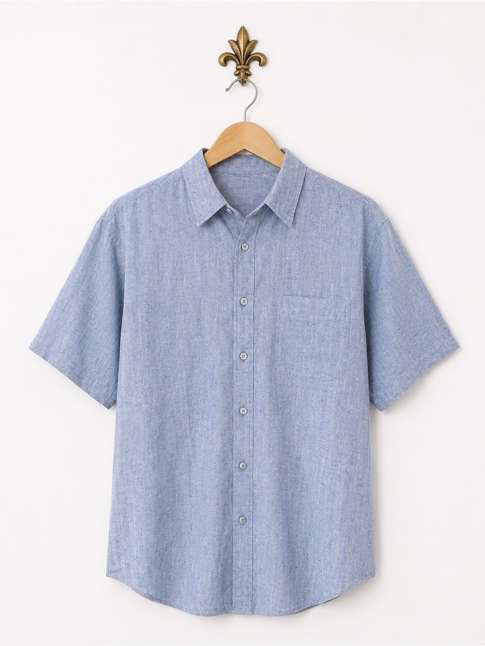 Ottimo Italian vintage short Sleeve Linen Blend L Button Down L